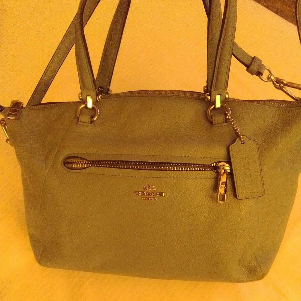 Coach Baby Blue Crossbody Shoulder Bag with Full Grain Leather | Almost Like New